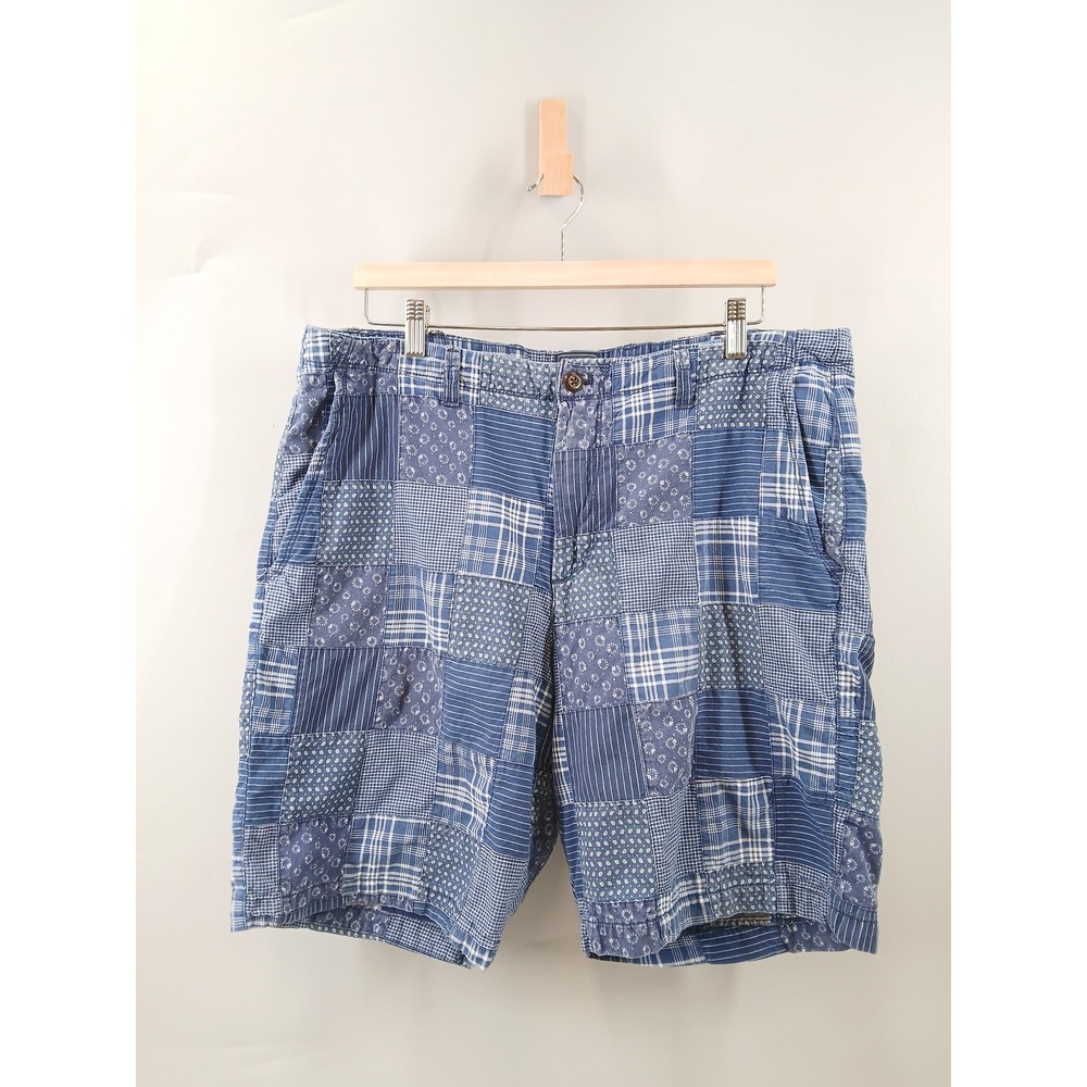 Gap Lived In Short Mens 38 Blue Indigo Patchwork 10 Inseam Preppy Boho